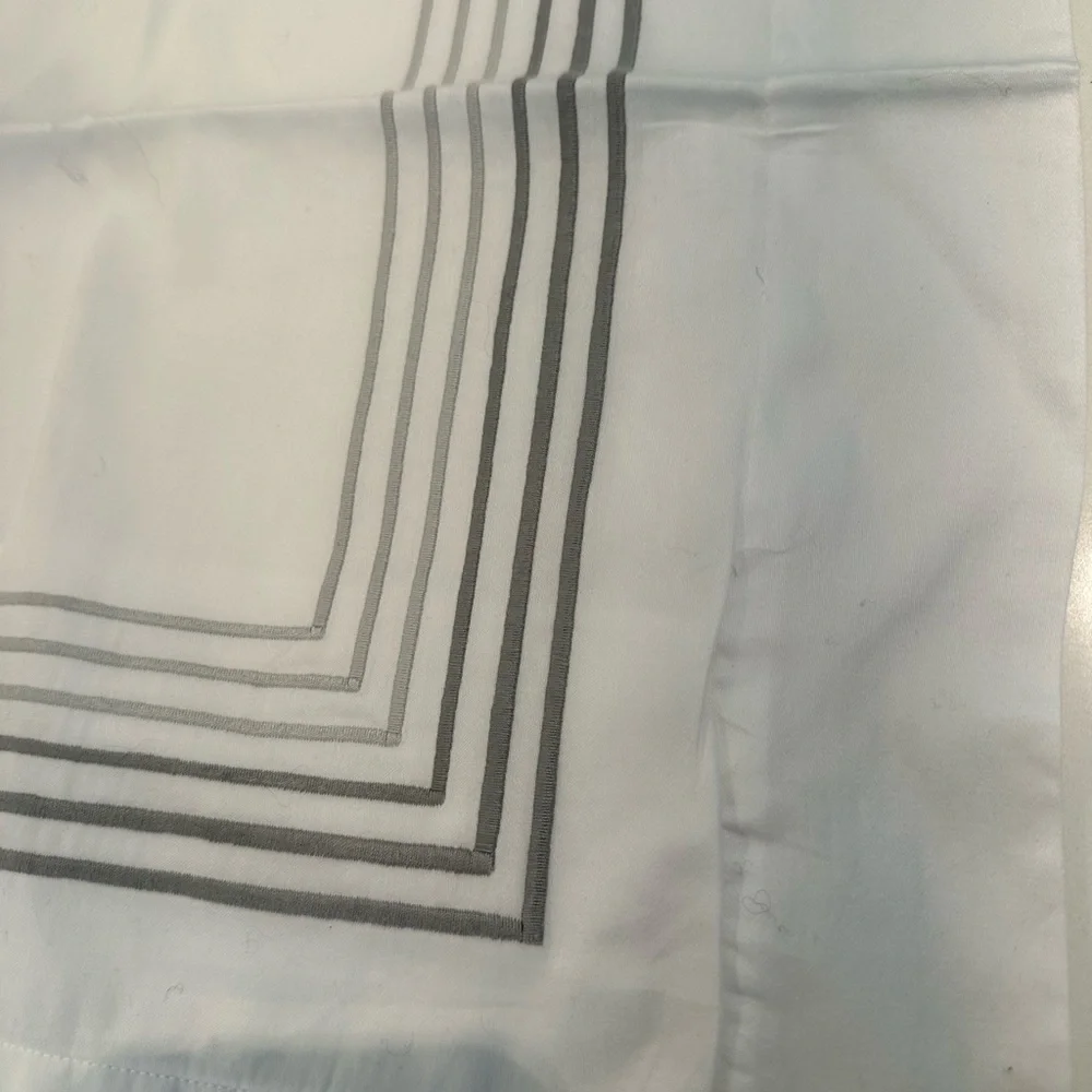 DEA made in Italy king size pillow Sham, white with  gray embroidered